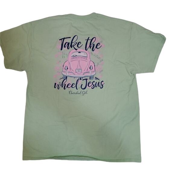 Cherished Girl T Shirt, Size L  Green - Picture 2 of 4
